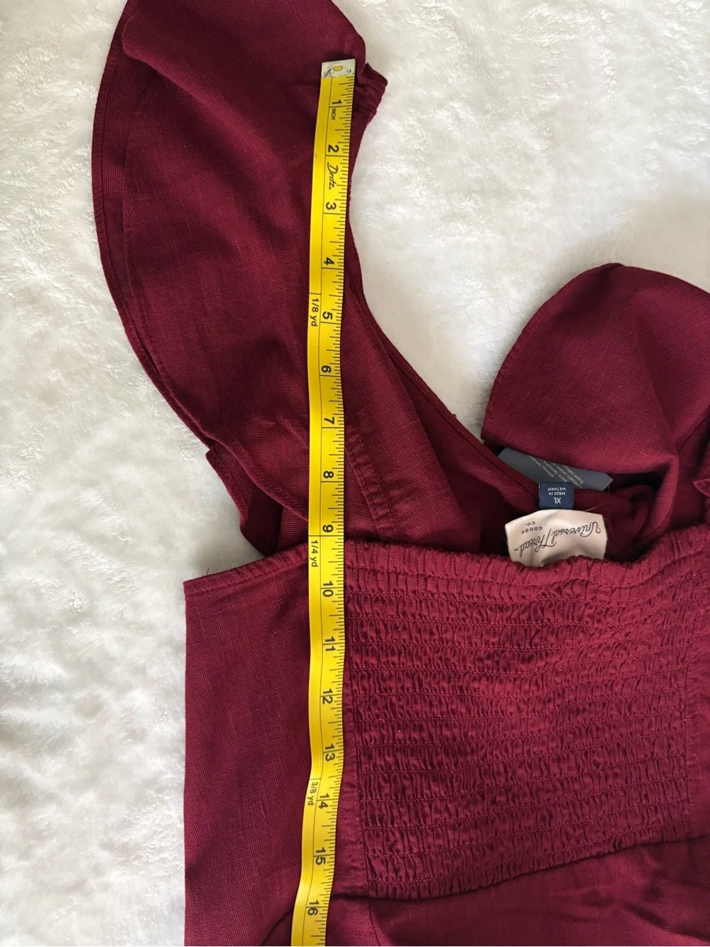 American Threads Burgundy Ruffled V-Neck Midi Dress - Picture 10 of 12